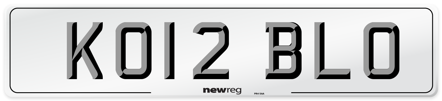 KO12 BLO Number Plate from New Reg